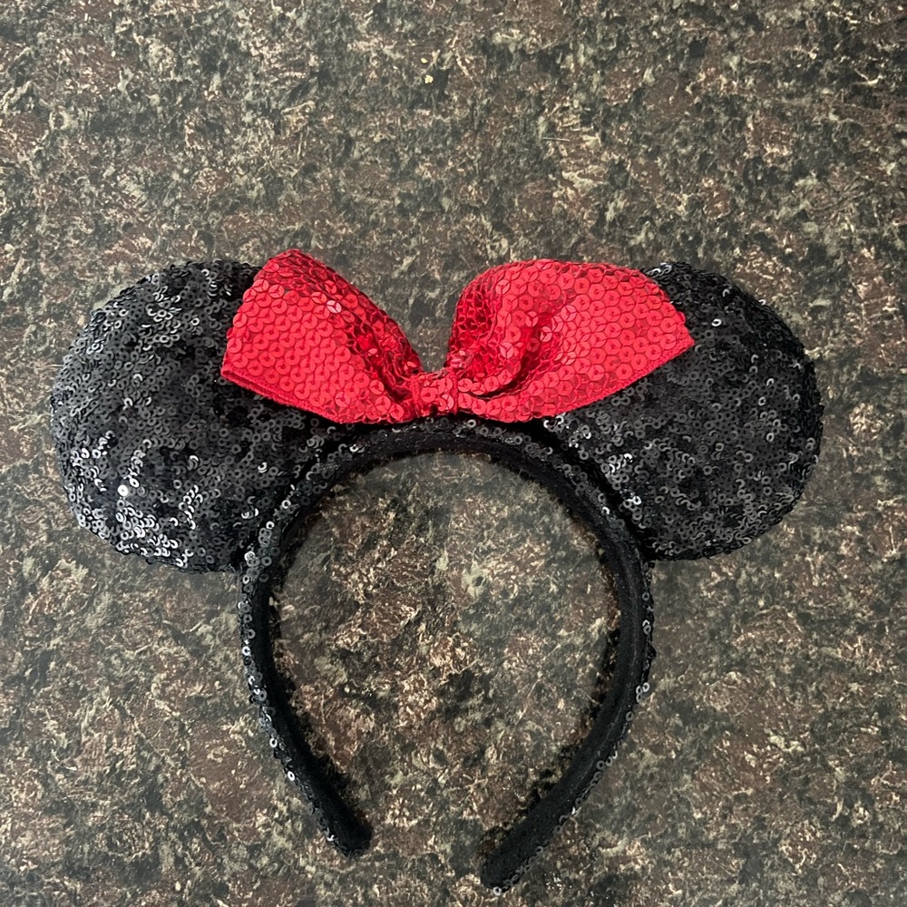 Sequin Black and Red Mickey Ears